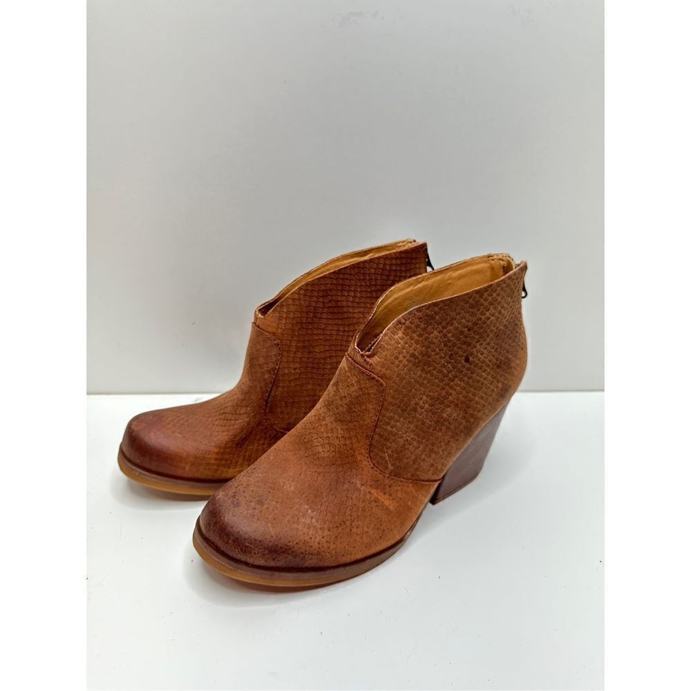 Korks Brown Leather Snake Gemini Chunky Ankle‎ Booties Size 9.5 New - Picture 3 of 12